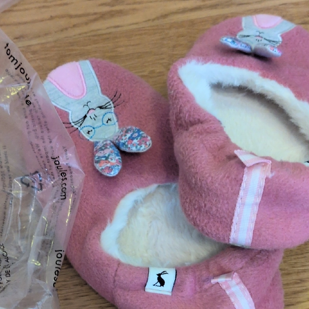 Joules Pink Bunny Slippers for Kids